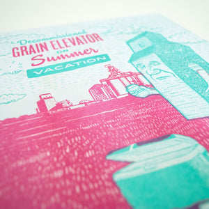 Decommissioned Grain Elevator on Summer Vacation Risograph Print