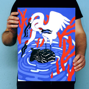 Crane Screen Print