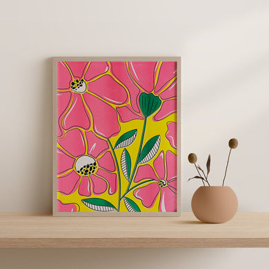 Flowers Risograph Print