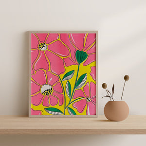 Flowers Risograph Print