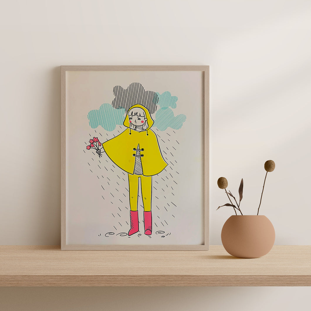 Rain Bouquet Risograph Print