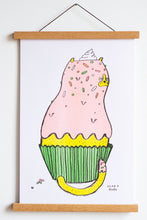 Load image into Gallery viewer, Cat Cupcake Risograph Print