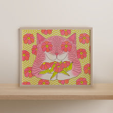 Load image into Gallery viewer, Flower Cat Riso Print