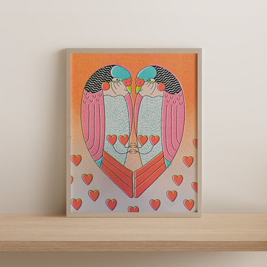 Budgie Love Riso Print
