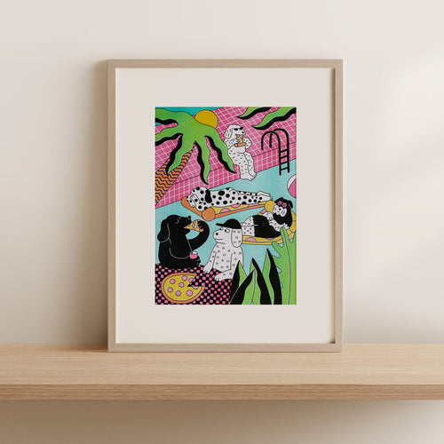 Pizza Party Risograph Print
