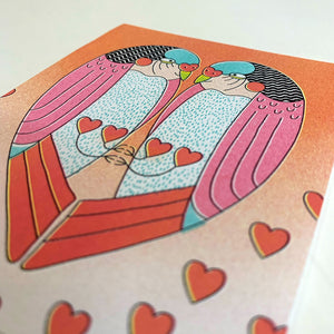 Budgie Love Riso Print